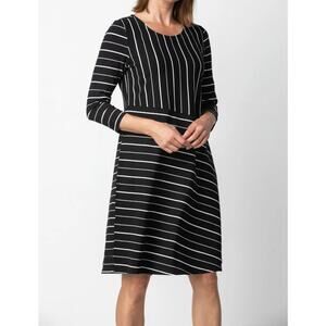Habitat Swing Dress 3/4 Sleeve Striped Black 1X Pocket Travel Office Classic